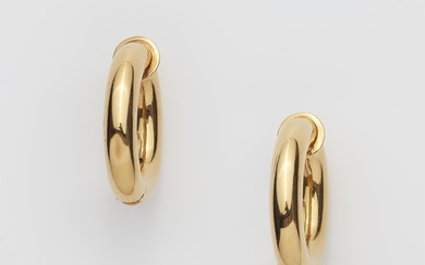 A pair of German 18k gold hoop clip earrings.