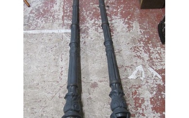 A pair of Victorian style cast iron street lamp posts (lacks...