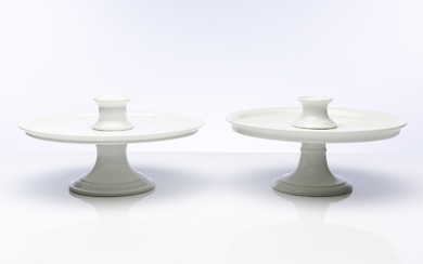 A pair of antique French pottery oyster stands, C: 1920's,...