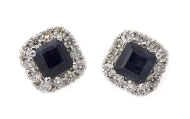 NOT SOLD. A pair of ear studs each set with a sapphire encircled by numerous diamonds, mounted in 14k white. (2) – Bruun Rasmussen Auctioneers of Fine Art