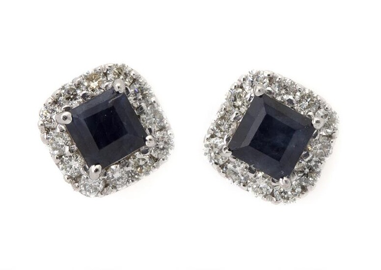 NOT SOLD. A pair of ear studs each set with a sapphire encircled by numerous diamonds, mounted in 14k white. (2) – Bruun Rasmussen Auctioneers of Fine Art