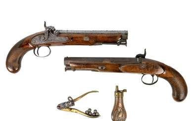 A pair of percussion pistols by Blanch, London. Circa 1820, ...