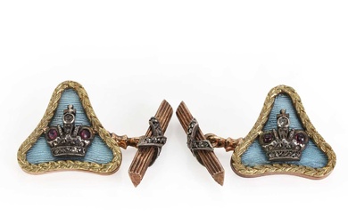 A pair of two-colour gold cufflinks by Fabergé, c.1890-1900