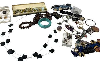 A quantity of costume jewellery including necklaces, beads, bangles, cufflinks,...