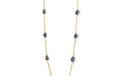 A sapphire and eighteen karat gold necklace