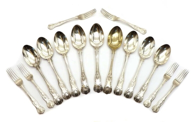 A set of six Victorian silver Kings pattern tablespoons