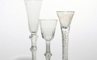 A small wine or cordial glass c.1760, the drawn trumpet...
