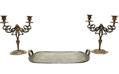 A twin-handled Tudric pewter tray