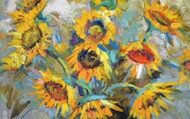 ALEKSEI MIKHAYLOV (born in 1934, Ukrainian) 'Still life sunflowers',...