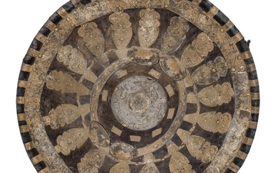 AN ABYSSINIAN SILVER-MOUNTED SHIELD (TAJA), LATE 19TH CENTURY