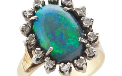 AN OPAL AND DIAMOND RING