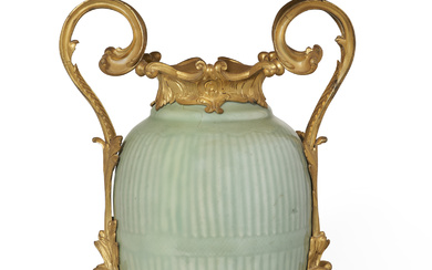 AN ORMOLU-MOUNTED CHINESE CELADON VASE THE PORCELAIN 18TH CENTURY, TH...