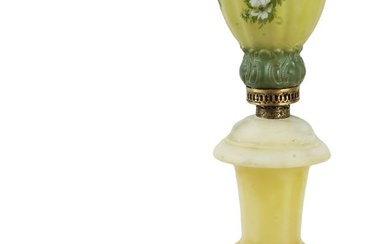 ANTIQUE FRENCH YELLOW GLASS LAMP CA EARLY 20TH C