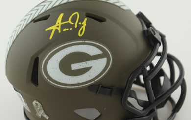 Aaron Jones Signed Packers Salute To Service Alternate Speed Mini Helmet (Beckett)