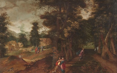 Abraham Bloemaert, attributed to - Wooded landscape with figures