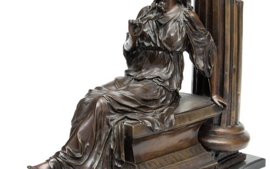 After Jean-Baptiste Carpeaux (French, 1827-1875) Bronze Sculpture, Lady with Rose, H 17" W 6.5" L