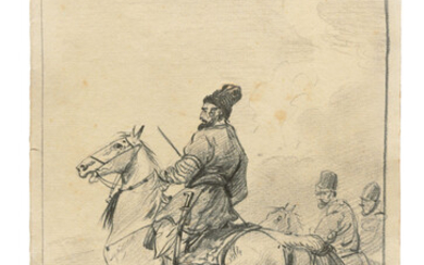 Alexander Orlowski (1777-1832), Kurdish horsemen; Beer drinker; and Senior officer in a tricorne