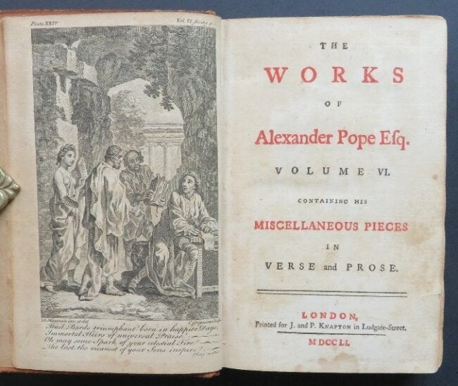 Alexander Pope, Miscellaneous Pieces 1stEd 1751 ill.