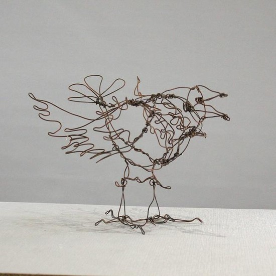 American Folk Art Wire Bird Sculpture
