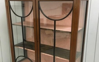 An Edwardian, inlaid mahogany, glazed bookcase with two internal...