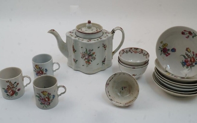 An English composite porcelain part tea and coffee service, 19th century, comprising: a teapot, three coffee cans, four tea bowls and seven shallow bowls (15) Provenance: the Estate of the late designer Anthony Powell (1935 ‚Äì 2021)