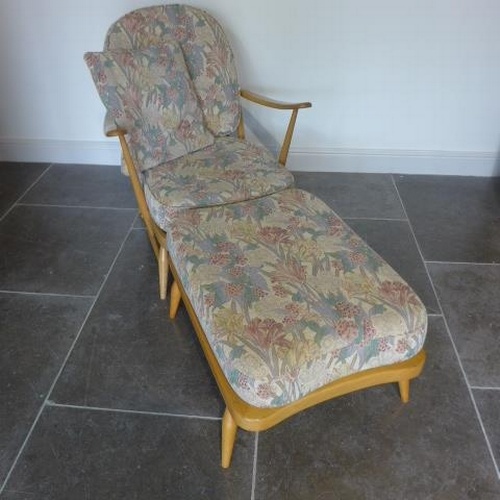 An Ercol Golden Dawn elm chair/day bed with separate stool -...