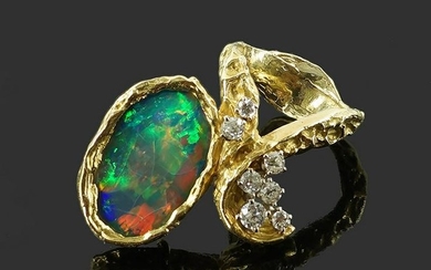 An Opal & Diamond Ring.