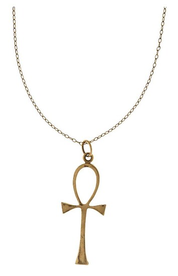 An anch cross pendant, to a belcher-link neckchain, length of pendant 7cm stamped 14K