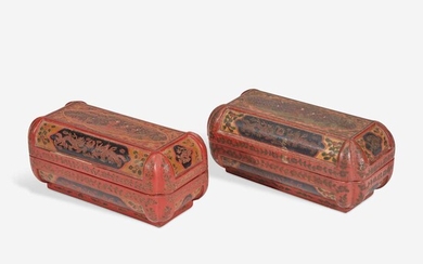 An associated pair of Chinese incised lacquer boxes 戗金漆盒一对 Late 16th / early 17th century 十六世纪末或十七世纪初