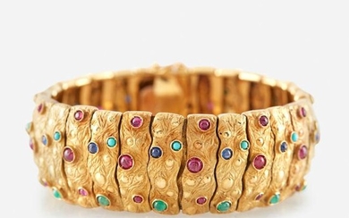 An eighteen karat gold and gem-set bracelet, Italy