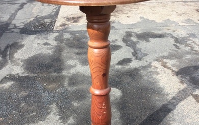 An oak & pine pedestal table with circular top on...