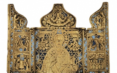 Ancient Russian Orthodox icon from the 19th century, designed...