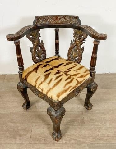 Anglo-Indian Carved Corner Chair