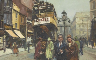 Anthony Butler, British 1927-2010 - Street Scene; oil on canvas board, signed lower right 'Butler', 45.8 x 65.9 cm (ARR) Note: the artist exhibited at Crane Kalman during the 1950s and at the RA.