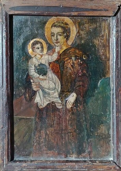 Antique 17-18c Greek Icon of St.Anthony