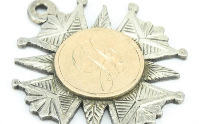 Antique 19th C Silver & Gold Mourning Pendant