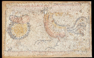 Antique 1st-3rd C. CE Roman Mosaic Panel of Rooster