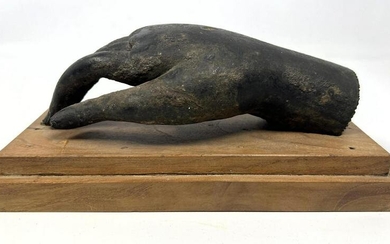 Antique Bronze Model of a Hand. Wood base.