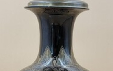 Antique Chinese Mirror Black With Gilt Vase Kangxi Pd