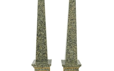 Antique Gilt Bronze & Granite Obelisks