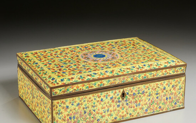 Antique Thai enameled copper lidded box