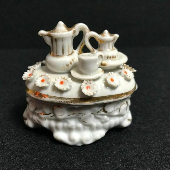 Antique Victorian Porcelain & Gilt Tea Set Fairing