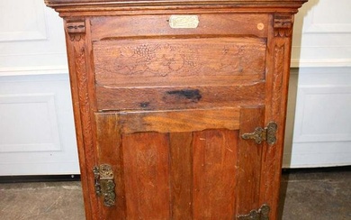 Antique White Clad oak ice box converted to cabinet