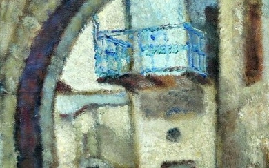 Arieh Allweil 1901-1967 (Israeli) Figure in alley oil