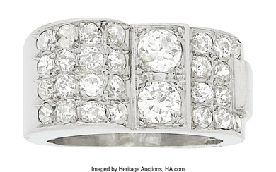 Art Deco Diamond, Platinum Ring, French Stones: European, transitional,...
