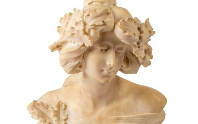 Art Nouveau Antique Italian Marble Young Girl Bust Art