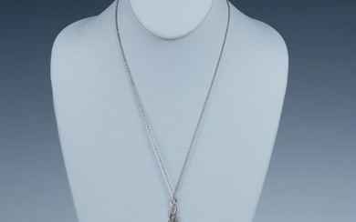 Art Nouveau Sterling Silver & Amber Pendant Necklace