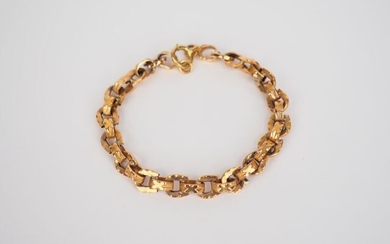 Articulated bracelet in yellow gold, horseshoe-shaped links and alternating oval...