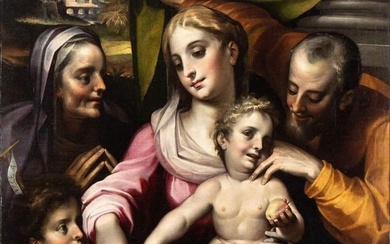 Artista fiammingo attivo in Italia, ultimo quarto del XVI secolo Holy Family with St. Anne and St.