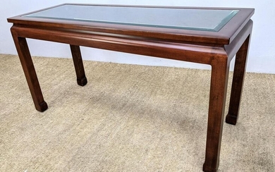 Asian Style Inset Glass Console Hall Table.